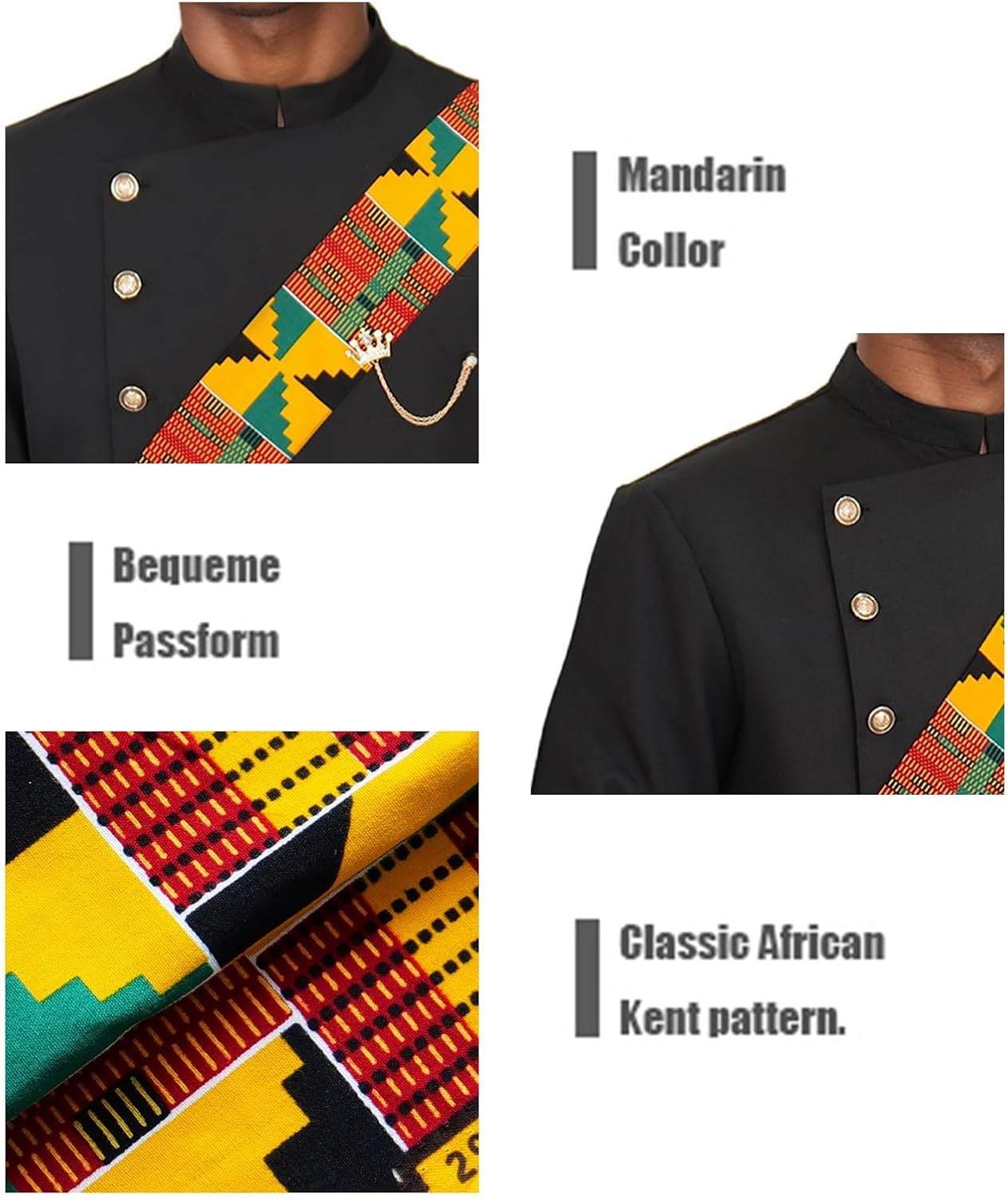 SEA&ALP African Men Dashiki Outfit 2 Piece Suit Shirt and Pants Set Slim Fit Wedding Dress Attire Clothing - Image 5