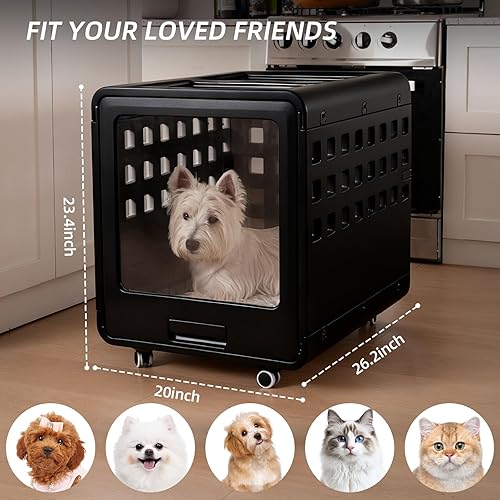 Miniatura 4 de Caja de acrílico transparente para perro, cama duradera para perro con panel móvil y diseño modular, segura, a la moda y conveniente (negro,