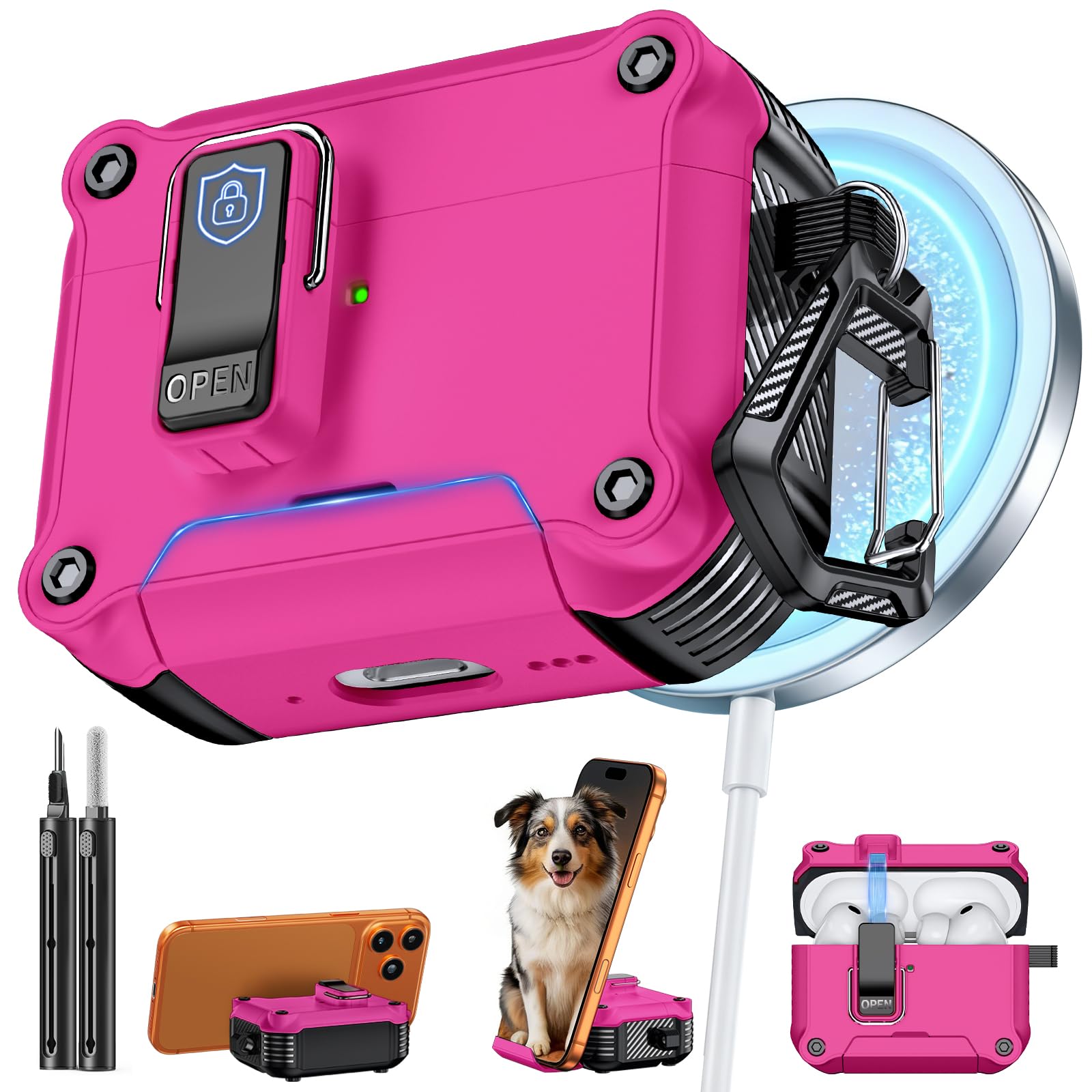 Inesore for AirPods Pro 3 Case with Secure Lock (Rose red)