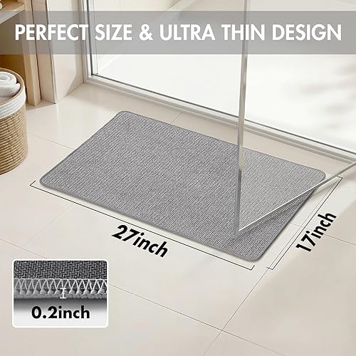 Miniatura 2 de MIULEE Set of 2 Ultra Thin Bathroom Rugs, Rubber Bath Mats for Bathroom Non Slip, Quick Dry Absorbent Bath Rug Machine Washable, Fit Under Door