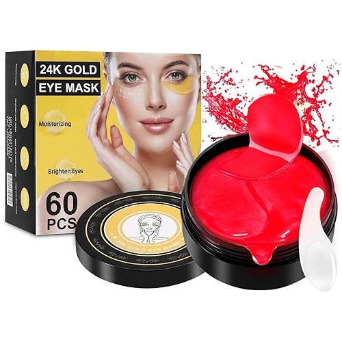 Parches debajo de los ojos para ojeras y ojos hinchados, (60 unidades de oro de 24 quilates), máscaras para el cuidado de la piel, parches