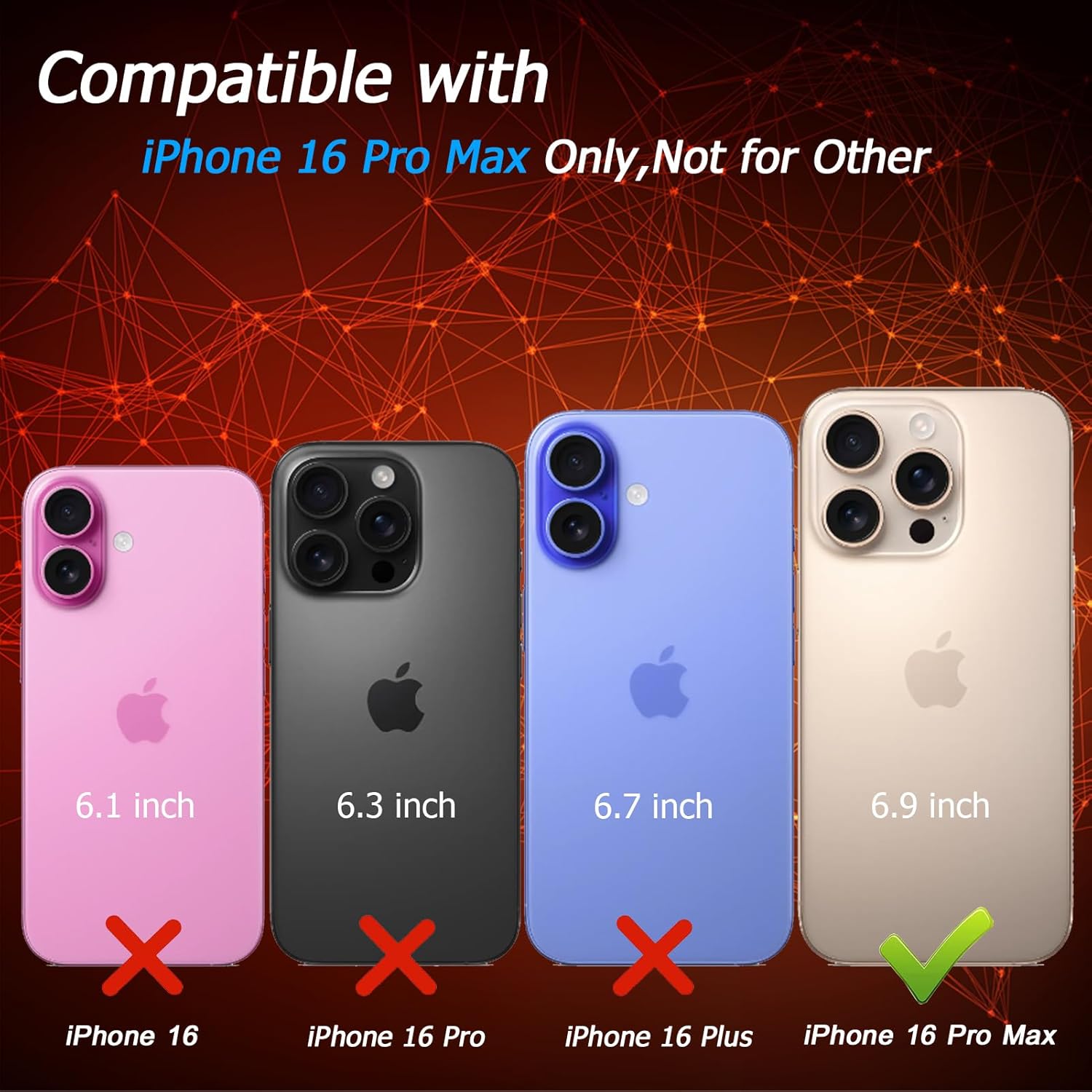 Battery Case for iPhone 16 Pro Max, 12000mAh Enhanced Portable Protective Qi Wireless Charger Case Battery Pack with CarPlay Wireless Charging Compatible for iPhone 16 Pro Max (6.9 inch)-Black