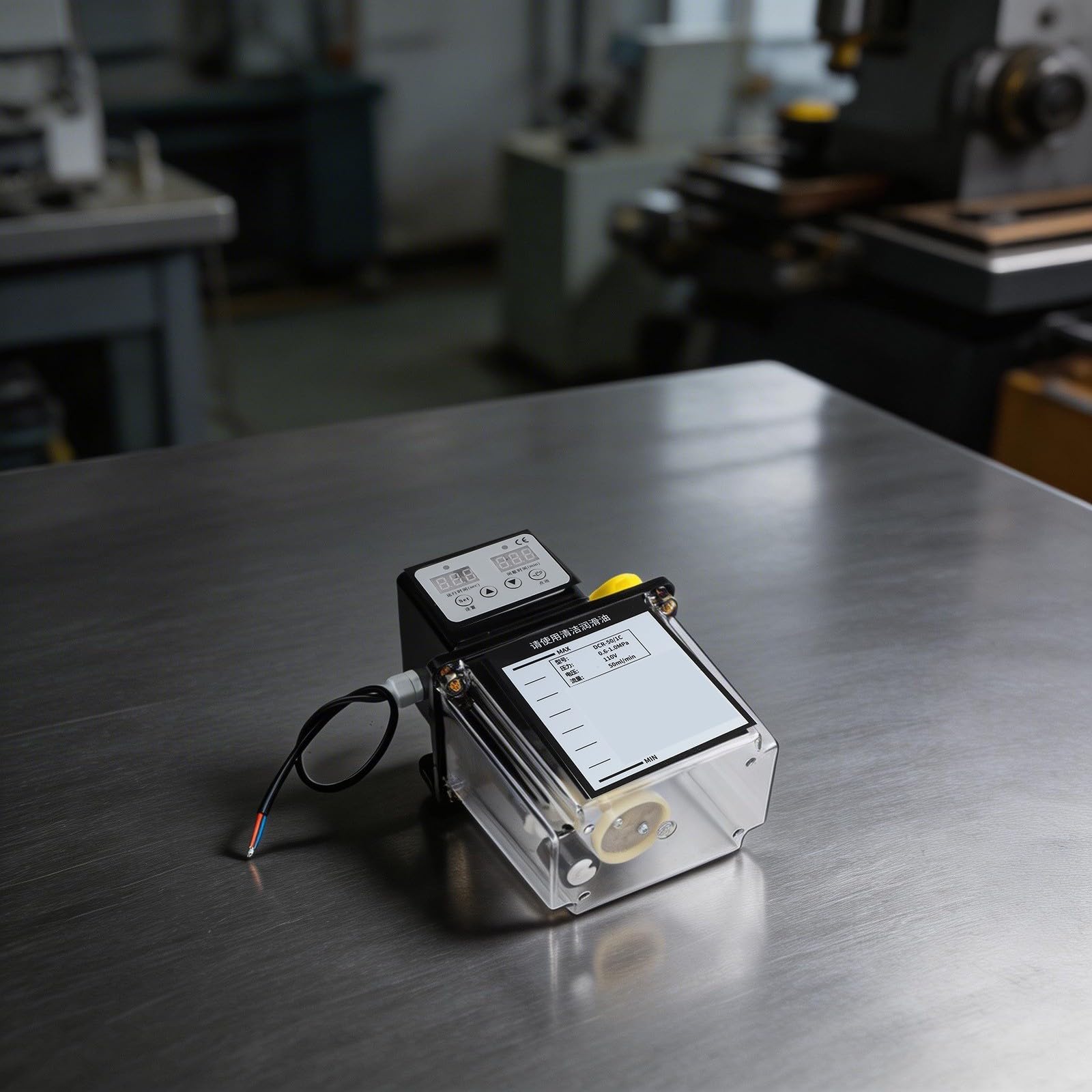 KiraKira Automatyczna pompa olejowa CNC, 110 V, 50 ml, przepływ 1 l, 2 l, do pojemności zbiornika, elektroniczny panel sterowania, wylot M8, do hydraulicznego systemu smarowania (1 l)