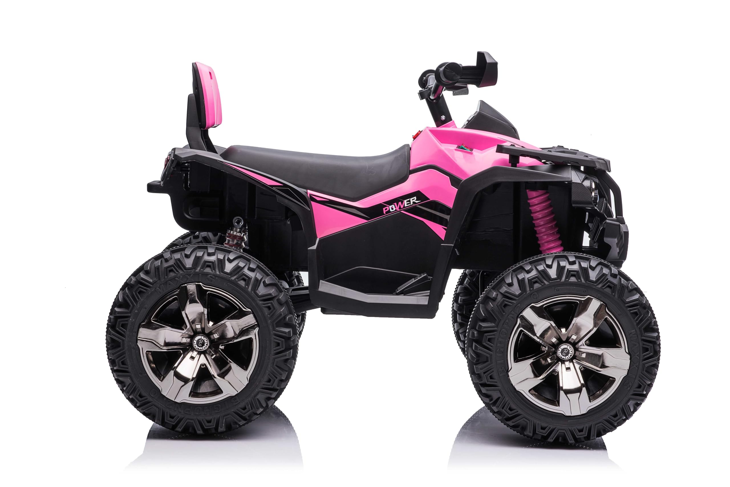 TOYSCAR Super Quad Elettrico per Bambini 12V ATV off-Road 4 x 4 Motori 12v Full Optional Batteria Potenziata 14AH Sospensioni (Rosa)