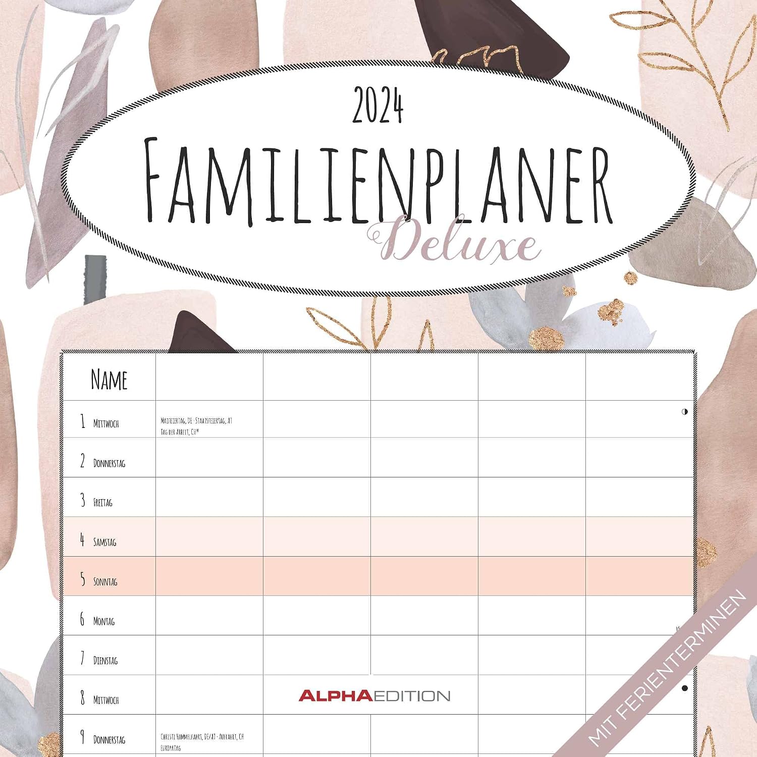 Familienplaner 2024 5 Spalten