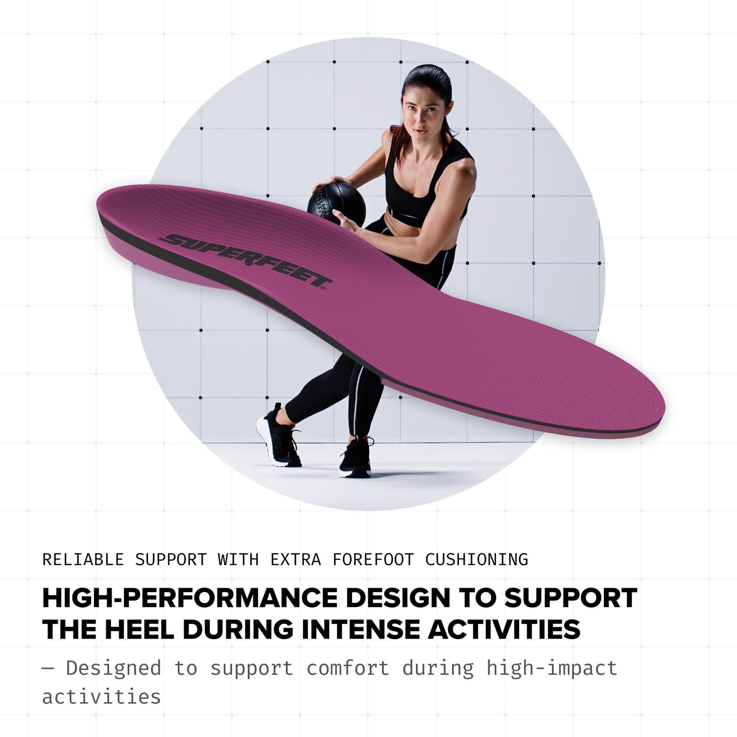 Superfeet Einlegesohlen Frauen - High-Impact Support - Orthopädische Einlagen | Trim-To-Fit Einlagen, Fußgewölbestütze für mittleres bis hohes Fußgewölbe, schmalere Fersenschale für Frauen