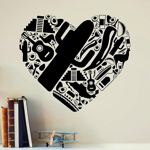 Calcomanía de vinilo mexicano para pared, diseño de cactus mexicano, música latinoamericana, símbolo de viaje, sala de restaurante, calcomanías