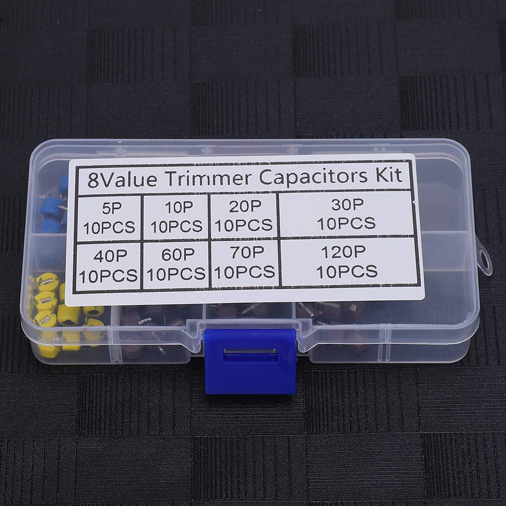 Trimmer Capacitor, 80Pcs 6mm Variable Capacitance Capacitors 5 10 20 30 40 60 70 120P Electronic Capacitor Kit