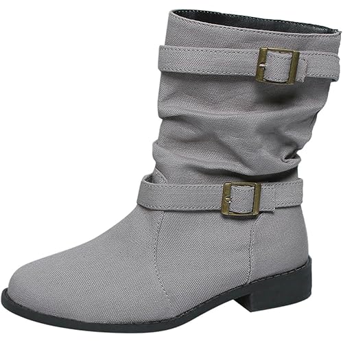 Women's Ankle Boots & Booties Closed Toe Stacked Heel Slip On Elastic Fall Fashion Cowgirl Memory Foam Comfort Booties