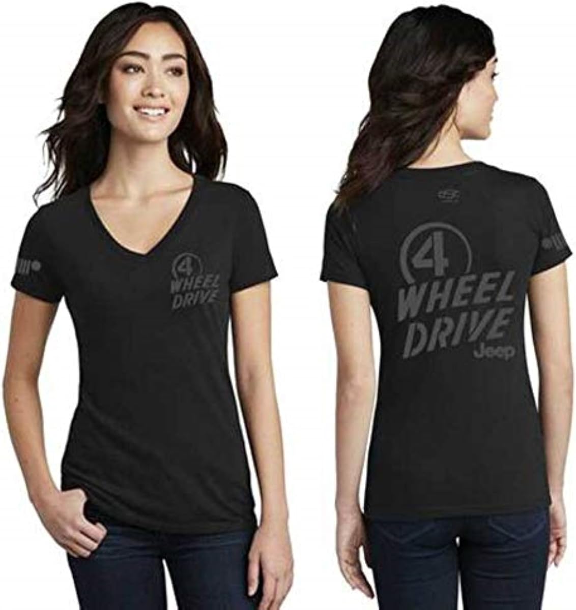 Jeep Wrangler Willys 4WD V-Neck T-Shirt for Ladies | T-Shirt for Women