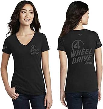 Jeep Wrangler Willys 4WD V-Neck T-Shirt for Ladies | T-Shirt for Women