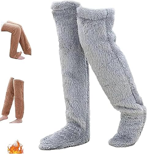 Snuggs - Calcetines acogedores, pantuflas de calcetín Snugglepaws, suaves y cálidos por encima de la rodilla, calcetines altos hasta el muslo