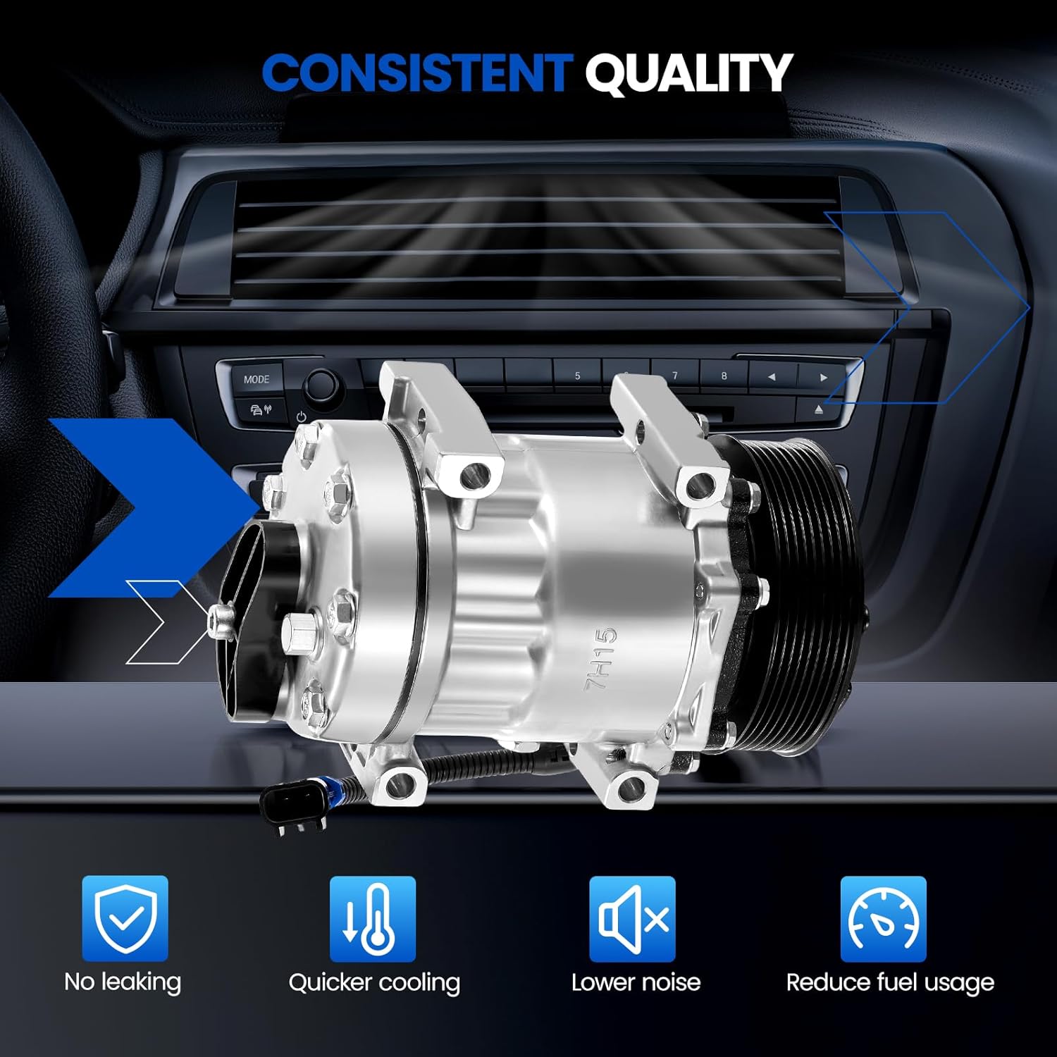 58784 Air Conditioning A/C Compressor with Clutch Compatible with Freightliner FL70 1991-2003, for M2 106 2005, for Sprinter 2500/3500 2015-2018