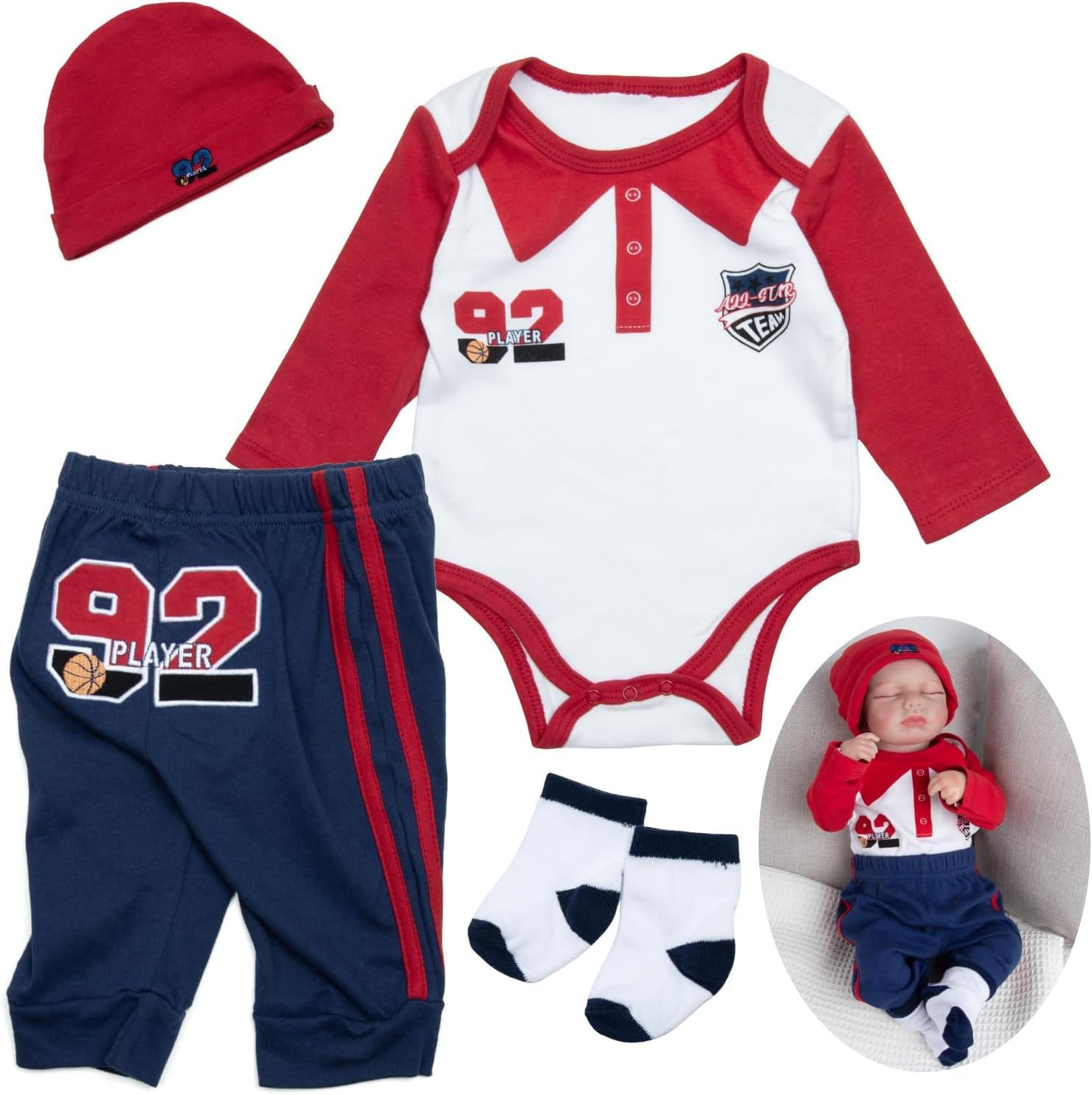 4 Pcs Reborn Baby Doll Clothes Boy Outfits Accessories for 17-22 Inch Reborn Doll Clothes Newborn Baby Clothing Set