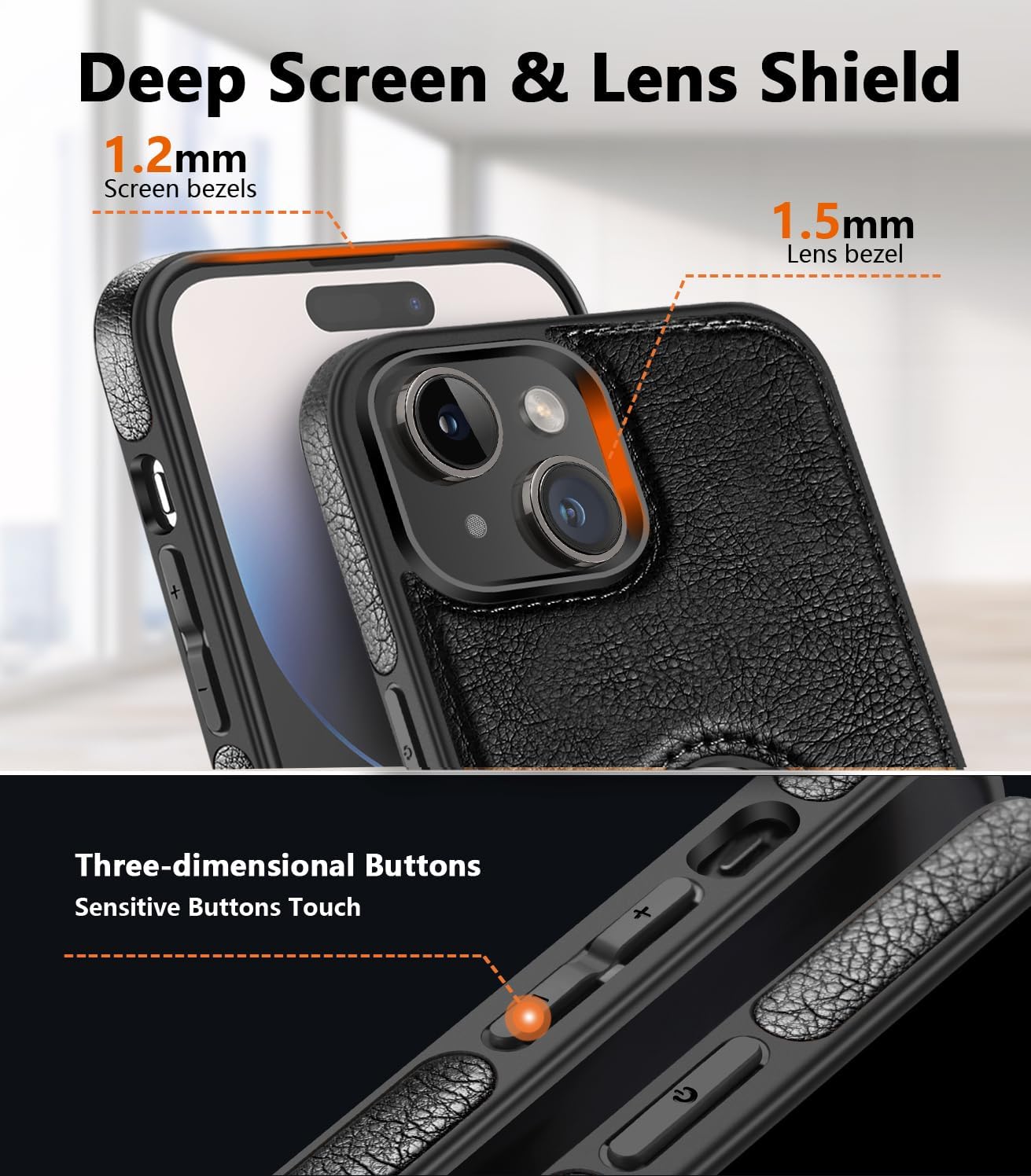 Magnetic for iPhone 15 Plus Leather Case,Built-in Invisible Stand [Compatible with Magsafe] Protective Slim Kickstand Phone Cover Compatible with iPhone 15 Plus (2023) 6.7" (Black) - Image 4