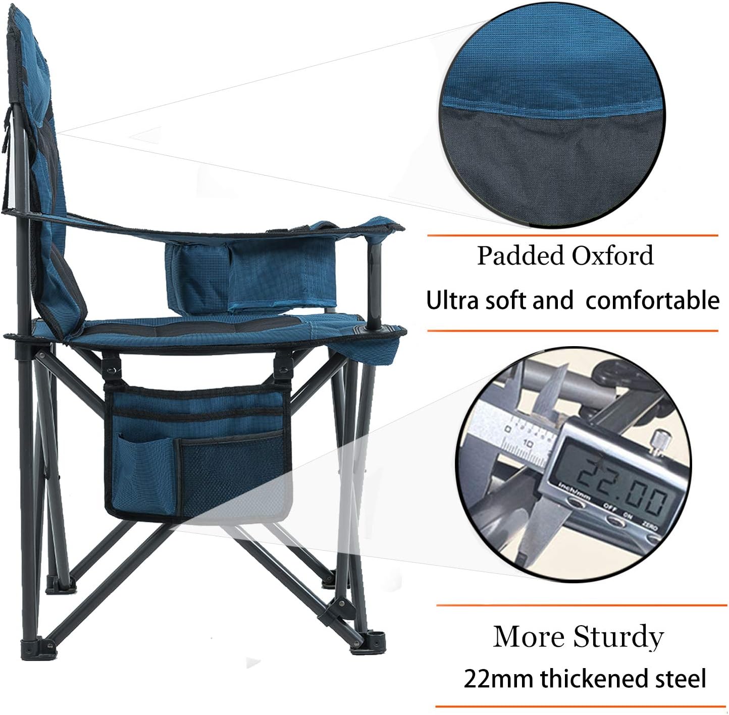 Buy Armor Castle Portable Oversized Camping Chair Heavy Duty 500 Lbs Padded Quad Folding Lawn Chair With Armrest Cup Holder Lumbar Back For Outdoor Online In Indonesia B08pvbbfhl
