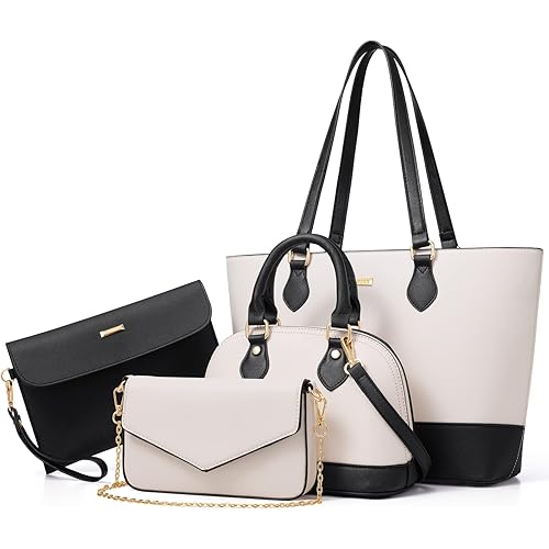 4PCS Women Fashion Handbags Purses Wallet Shoulder Bags Casual Tote Bag Crossbody Bags, Handbag Set Gift for Ladies Girls