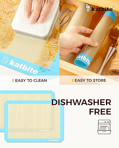 Miniatura 4 de Katbite Silicone Baking Mat Colorful Collection - Set of 3: 2 Half Sheets Mats (11 5/8" x 16 1/2") + 1 Quarter Baking Sheet, Reusable & Nonstick
