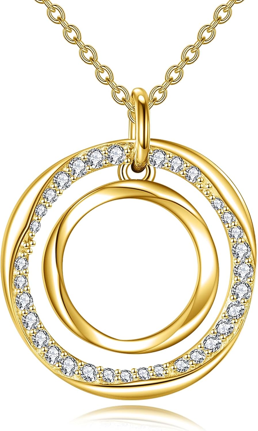 KZX Circle Necklace for Women 925 Sterling Silver Round Pendant Necklace Circle Jewelry Gifts for Women Lover Wife