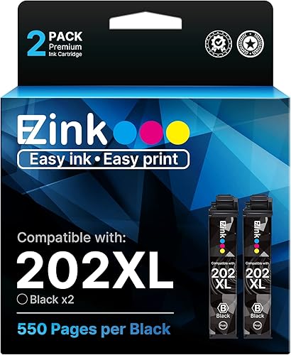 E-Z Ink Cartucho de tinta remanufacturado de repuesto para Epson 202XL 202 XL T202XL para usar con Workforce WF-2860 Uso con impresora Expression