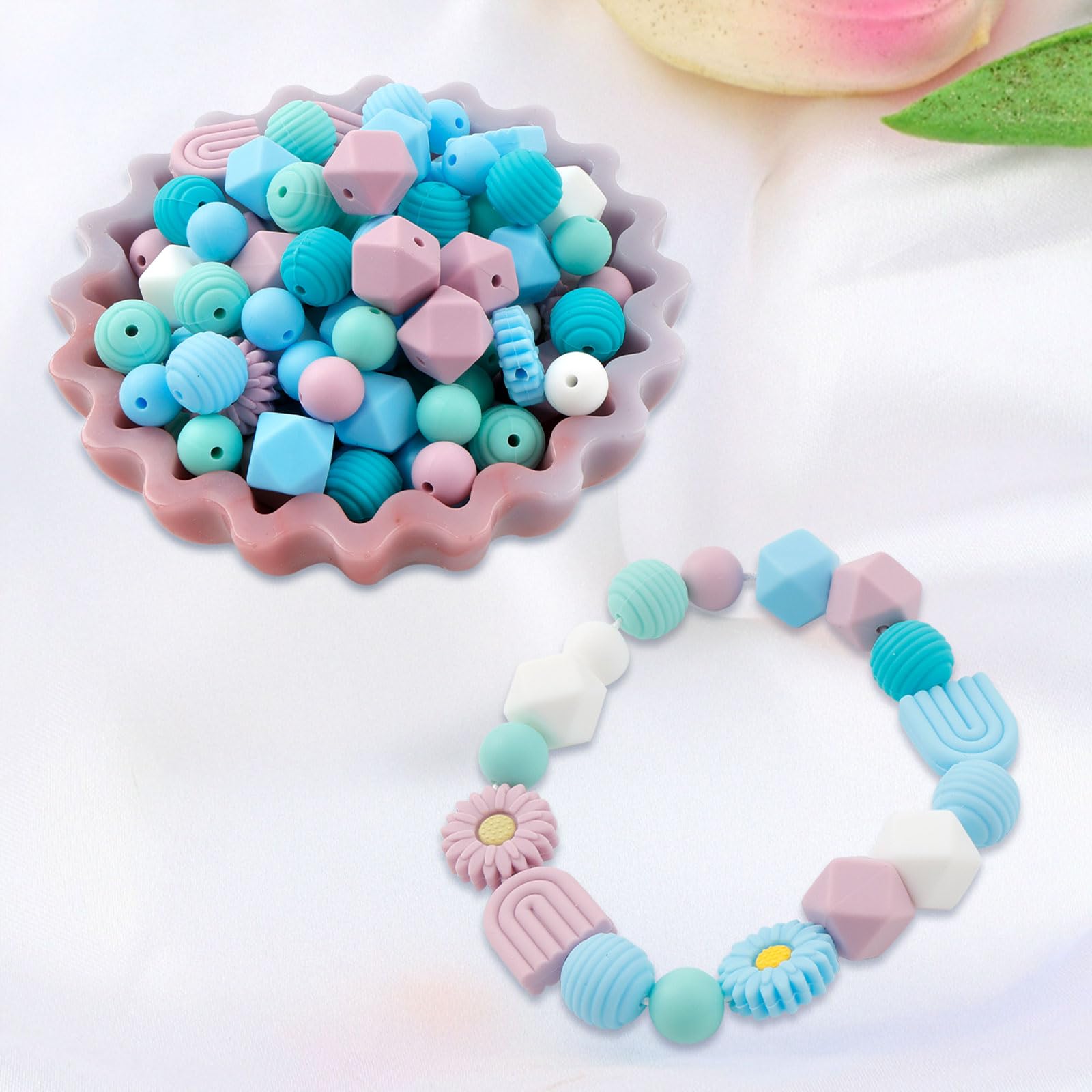 ASTARON 100 stuks 15 mm ronde siliconen kralen voor het maken van sleutelhangers, ronde kralen voor armbanden, knutselen, pennen, decoraties, sieraden, feestgeschenken