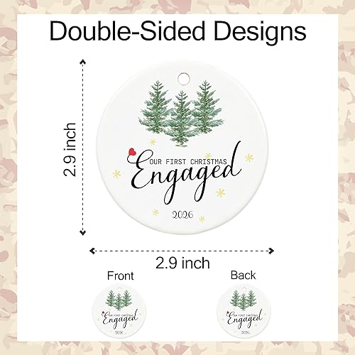 Vista 2 de Adorno de compromiso 2025, adorno de compromiso para la primera Navidad 2025, regalos de compromiso para parejas, recuerdo de cerámica de 2.9