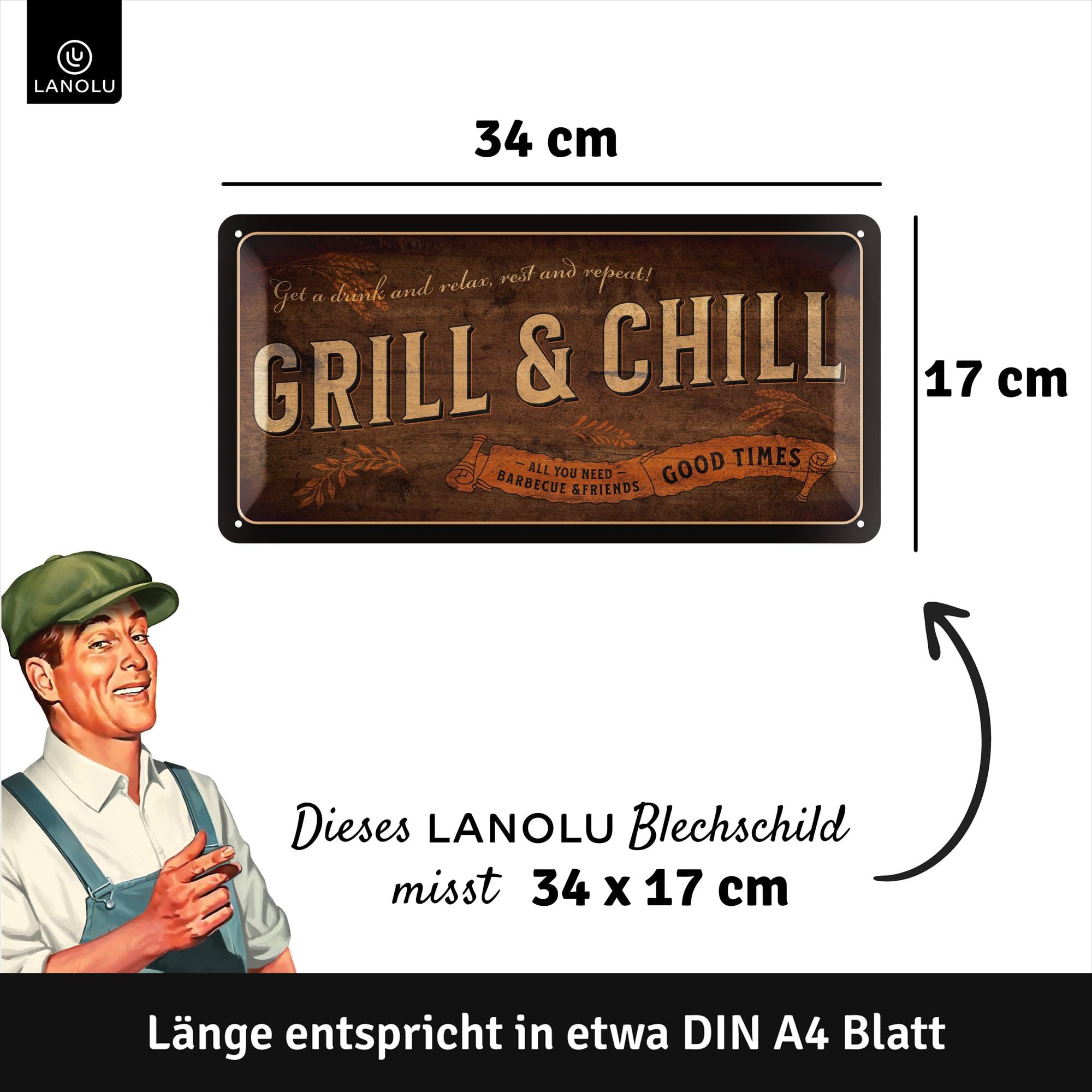 Backyard BBQ 2 - wall plate - text board - Metal sign - BBQ - Barbeceu