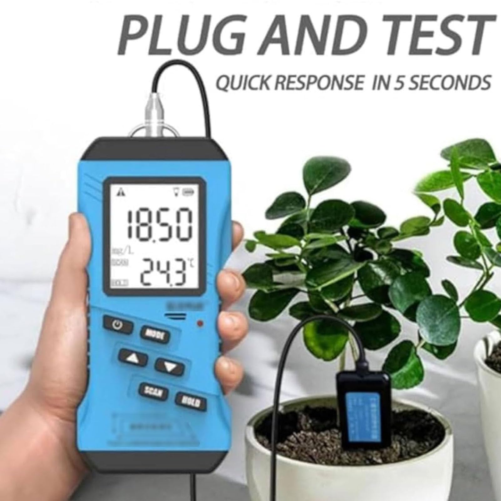 7 in 1 Tester del Suolo, Digitale ad Alta Precisione e Sensibile Test di Fertilità del Terreno, Temperatura umidità EC PH NPK Sensore, Affidabile e Preciso