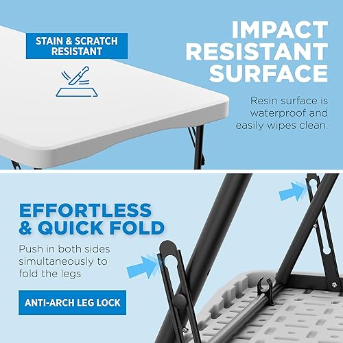 Miniatura 3 de Sorfey Mesa plegable portátil de 5 pies x 28 pulgadas de plástico para interiores y exteriores para picnic, barbacoa, fiesta,