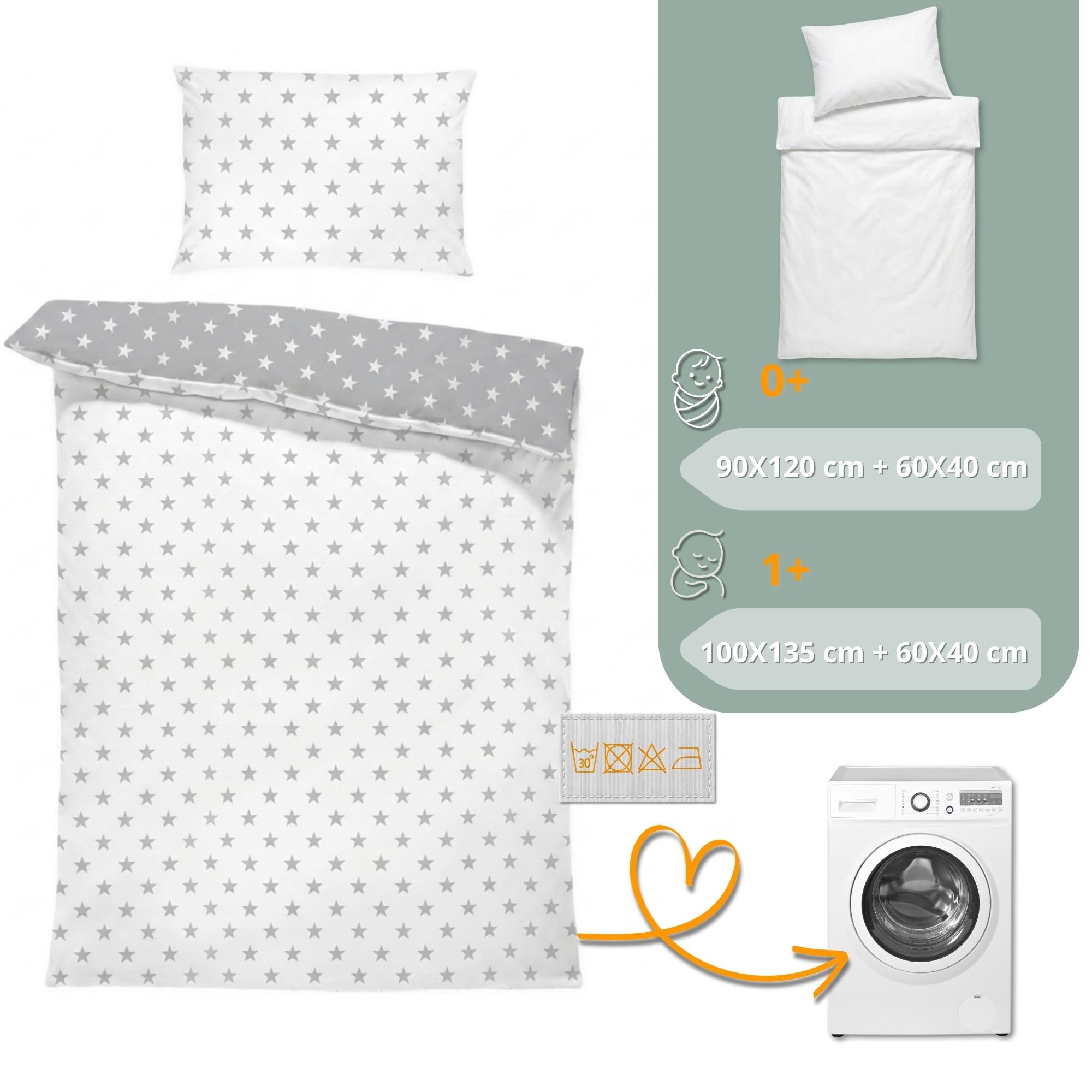 Totsy Baby Housse de Couette Enfant 90x120 cm - Coton Linge de lit pour Enfants Parure avec Housses de Couette 90 x 120 cm et taie d’Oreiller 40 x 60 cm pour bébé Lits Oeko-Tex