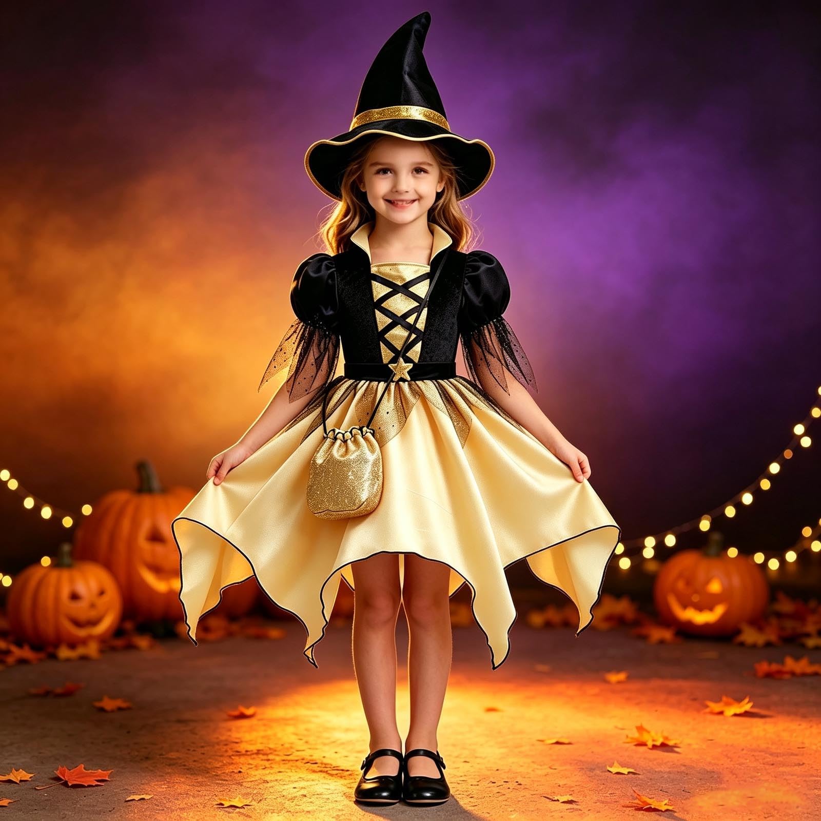 Halloween Kostüm Kinder Hexe Mädchen Kostüm Halloween Karneval Festzug Outfit Hexen Verkleidung Set Niedlichen Kleinkind Kleid Karneval Cosplay Kostüme Für Cosplay Party Für Kinder