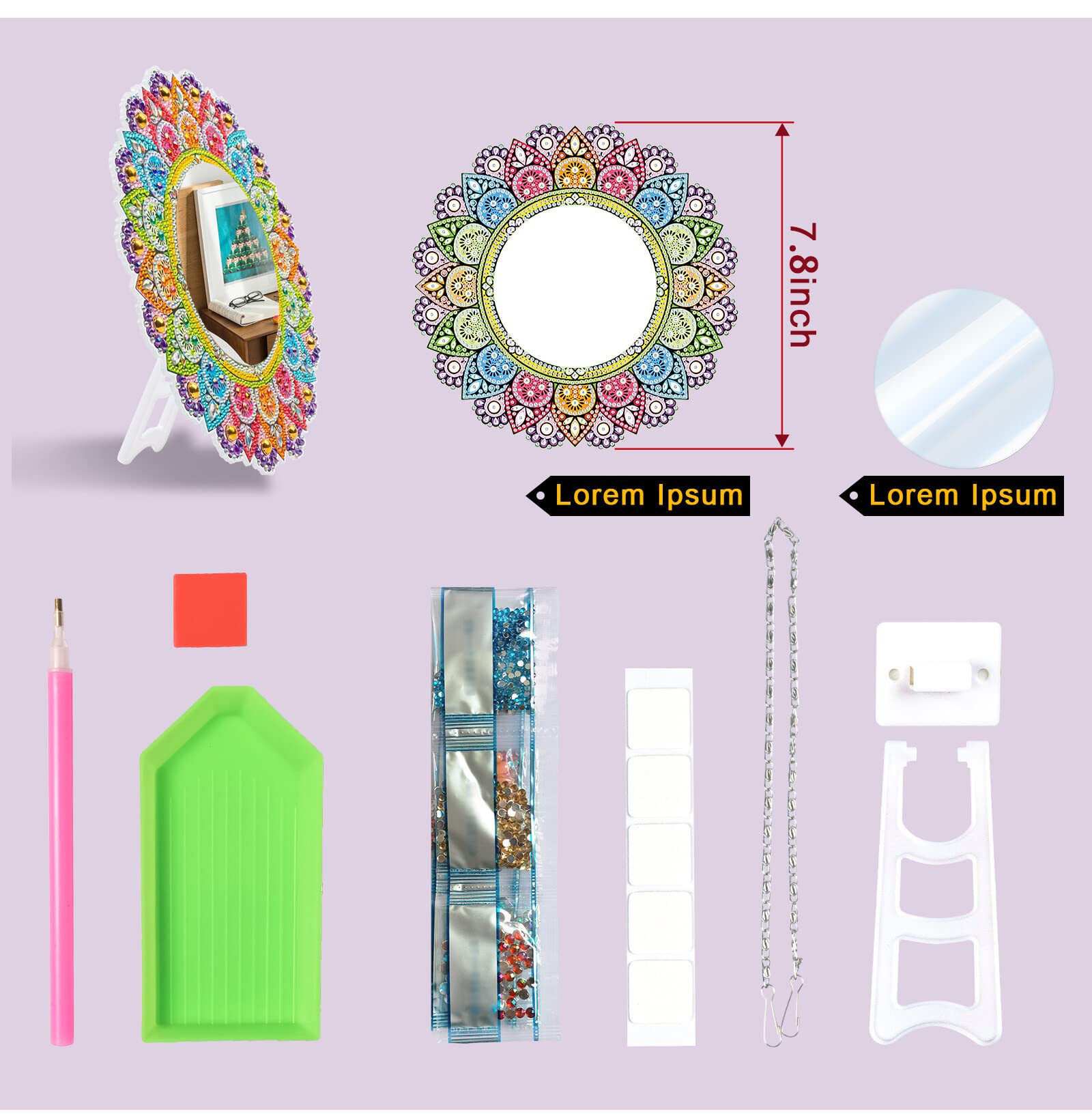 Kit Peinture Diamant 5D Miroir Avec Cadre Cristal - Broderie DIY Pour Décoration Salon Ou Chambre