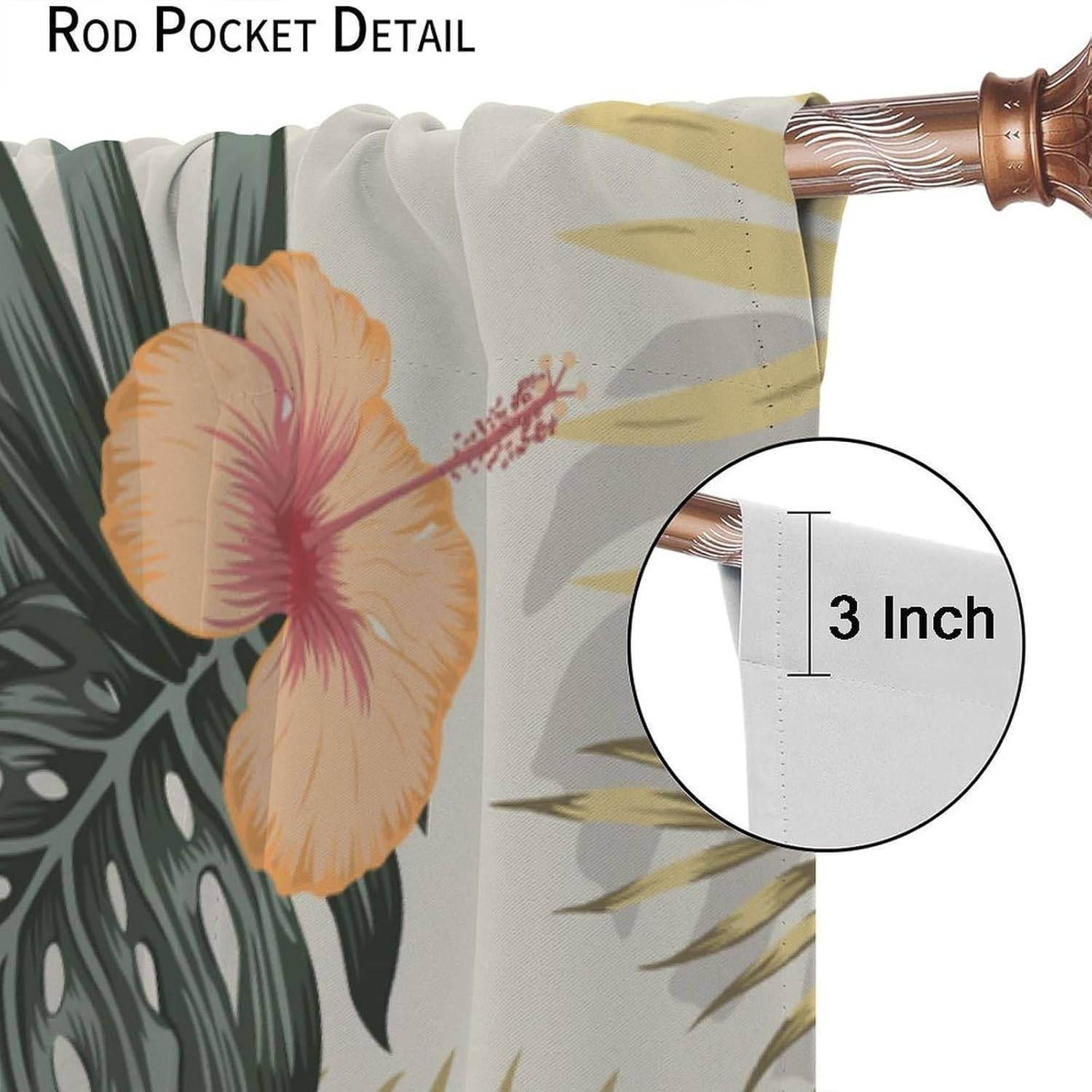 Tropical Leaves Blackout Curtains, Retro Boho Palms Tree Hawaii Jungle Window Treatments Botanical Modern Window Drapes for Living Room Bedroom Kitchen W52xL84in