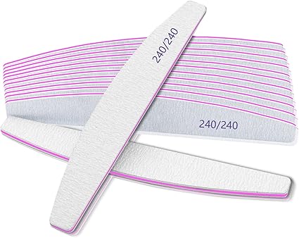 Limas de Uñas Profesionales - 12 Piezas de Doble Cara, Grano 240/240 para Uñas Naturales - Ideal para Salón