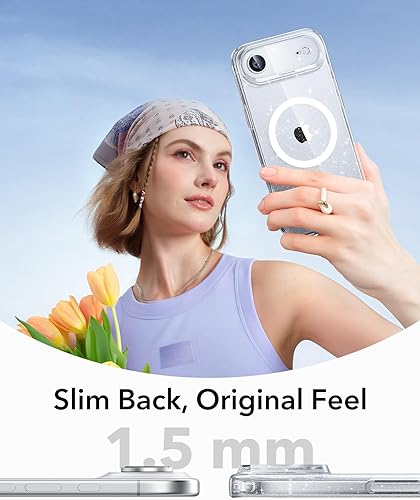 Vista 758 de ESR Funda para iPhone 15 Pro Max, compatible con MagSafe, de grado militar, negro transparente