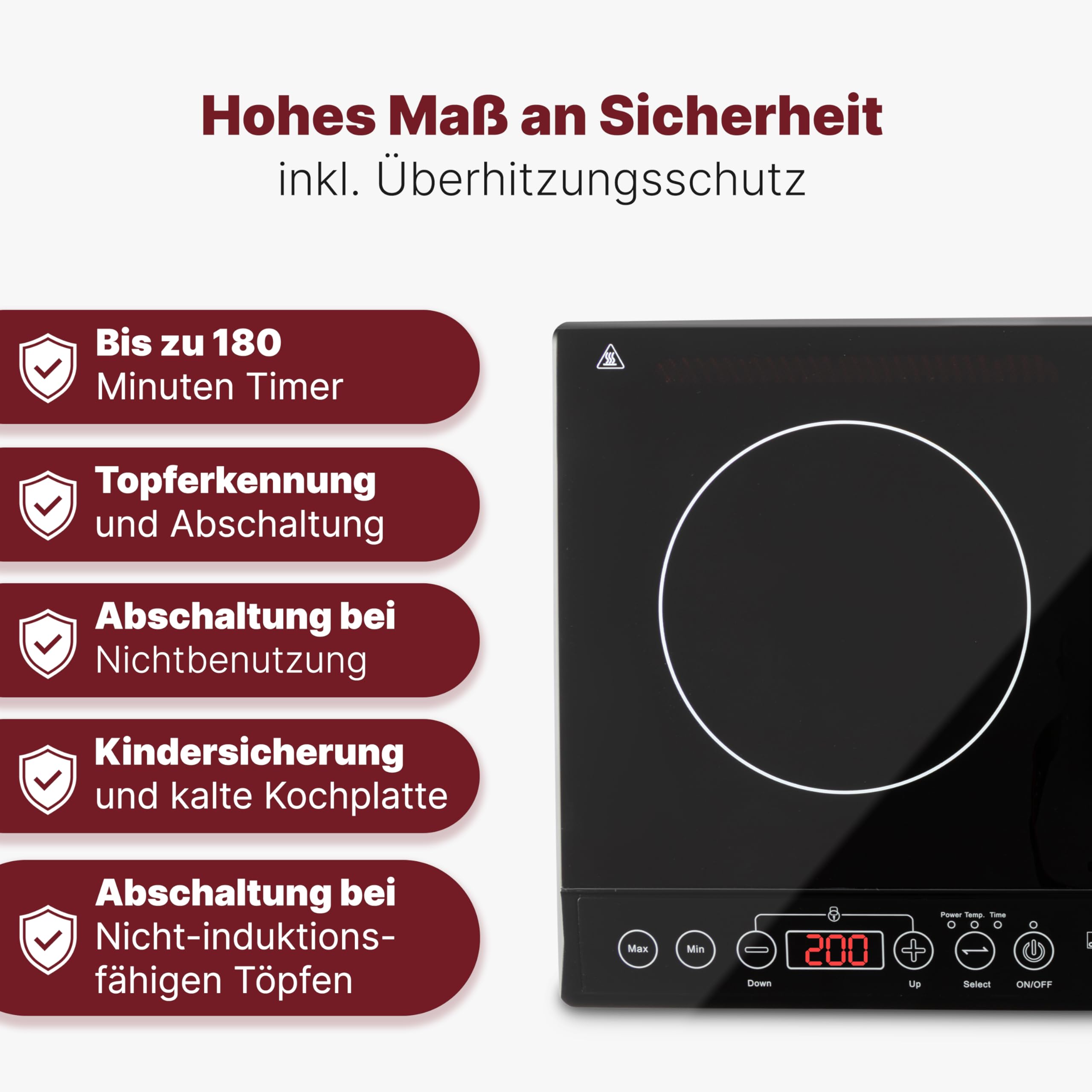 Clatronic DKI 3609 Induktions-Doppelkochplatte mit ECO-Save-Technologie und Sensor Touch-Bedienfeld