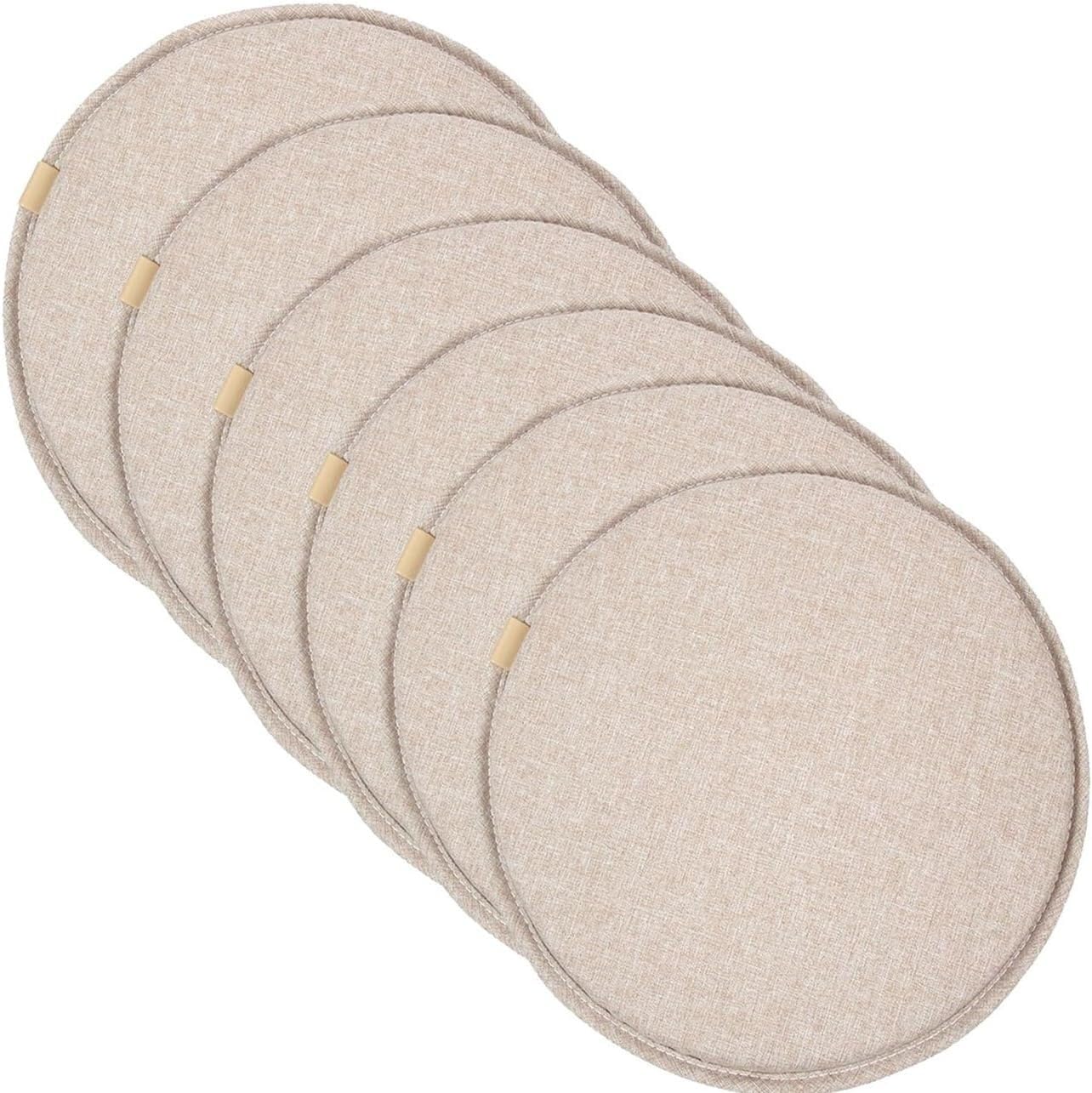 Coussin de chaise rond haut de gamme lot de 6 galettes 50 cm avec finitions unies
