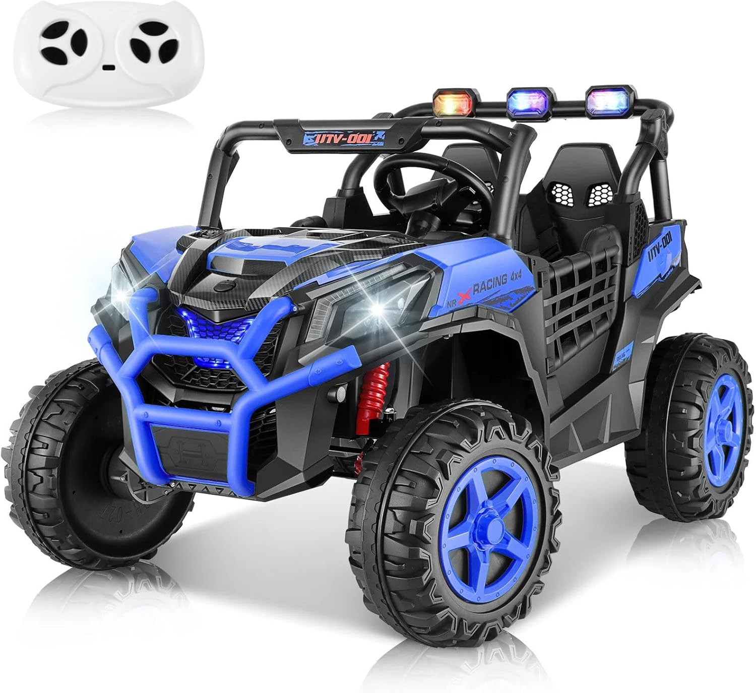 Hikole 24V Ride On Toys for Big Kids, 2 Seater Power Wheels 24V Electric Truck w/Remote Control, 20″ Spacious Seat, 4 Shock Absorbers, Music, Bluetooth, Kids UTV for Boys Girls, Blue