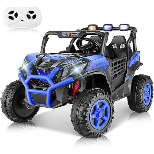 Hikole 24V Ride On Toys for Big Kids, 2 Seater Power Wheels 24V Electric Truck w/Remote Control, 20" Spacious Seat, 4 Shock Absorbers, Music, Bluetooth, Kids UTV for Boys Girls, Blue