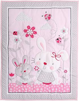 Nursery Crib Quilts for Baby Girl Baby Boy Baby Crib Bedding Quilted Comforter Pink Rabbit