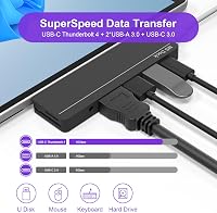 Rytaki Surface Pro 8/9/10/11/X Dokkoló Állomás - 4K HDMI, 100W USB-C Thunderbolt 4, Tripla Kijelző Támogatás, SD/TF Kártyaolvasó, Audió Port 5