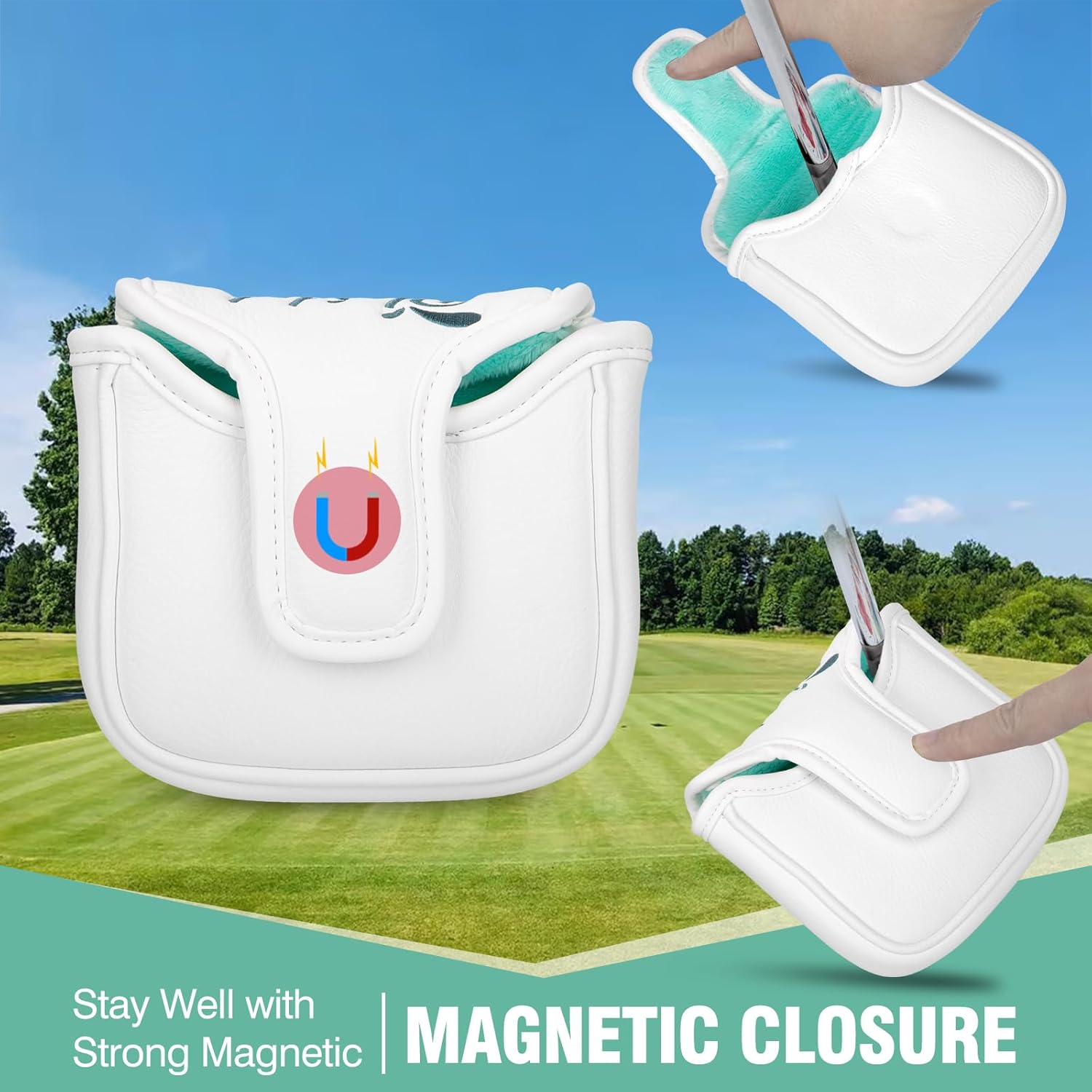 Golf Putter Covers Mallet Putter Headcover Blade Putter Cover Golf Putter Head Covers with Magnetic Closure Golf Headcovers for Most Brand