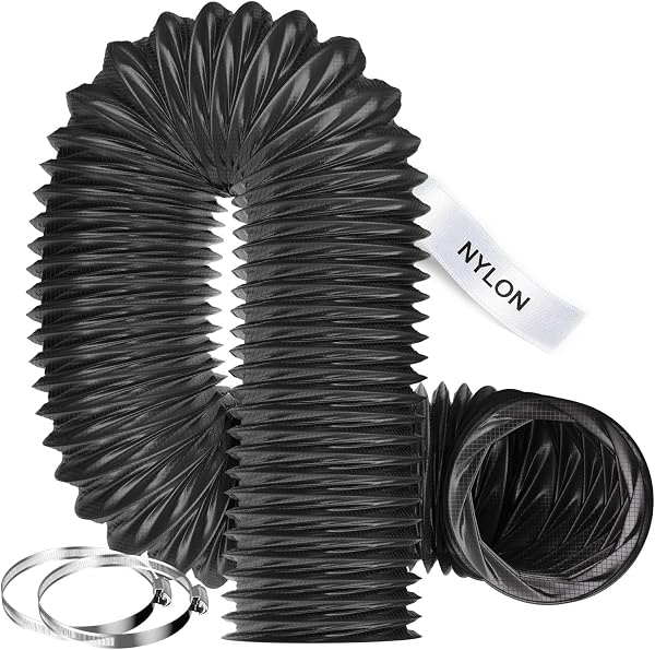 Divalune Gaine d’Aération Ø100 mm 3 m Noir – Tuyau Flexible en Nylon Renforcé, Isolation Thermique & Réduction du Bruit, Résistant à 120°C pour Climatisation, Hotte, Salle de Bain - 1