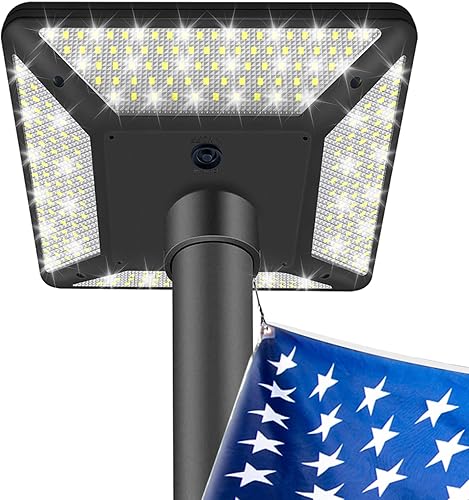 Luz solar para mástil de bandera del atardecer al amanecer con 320LED 3000 lúmenes más brillante luz de asta de bandera
