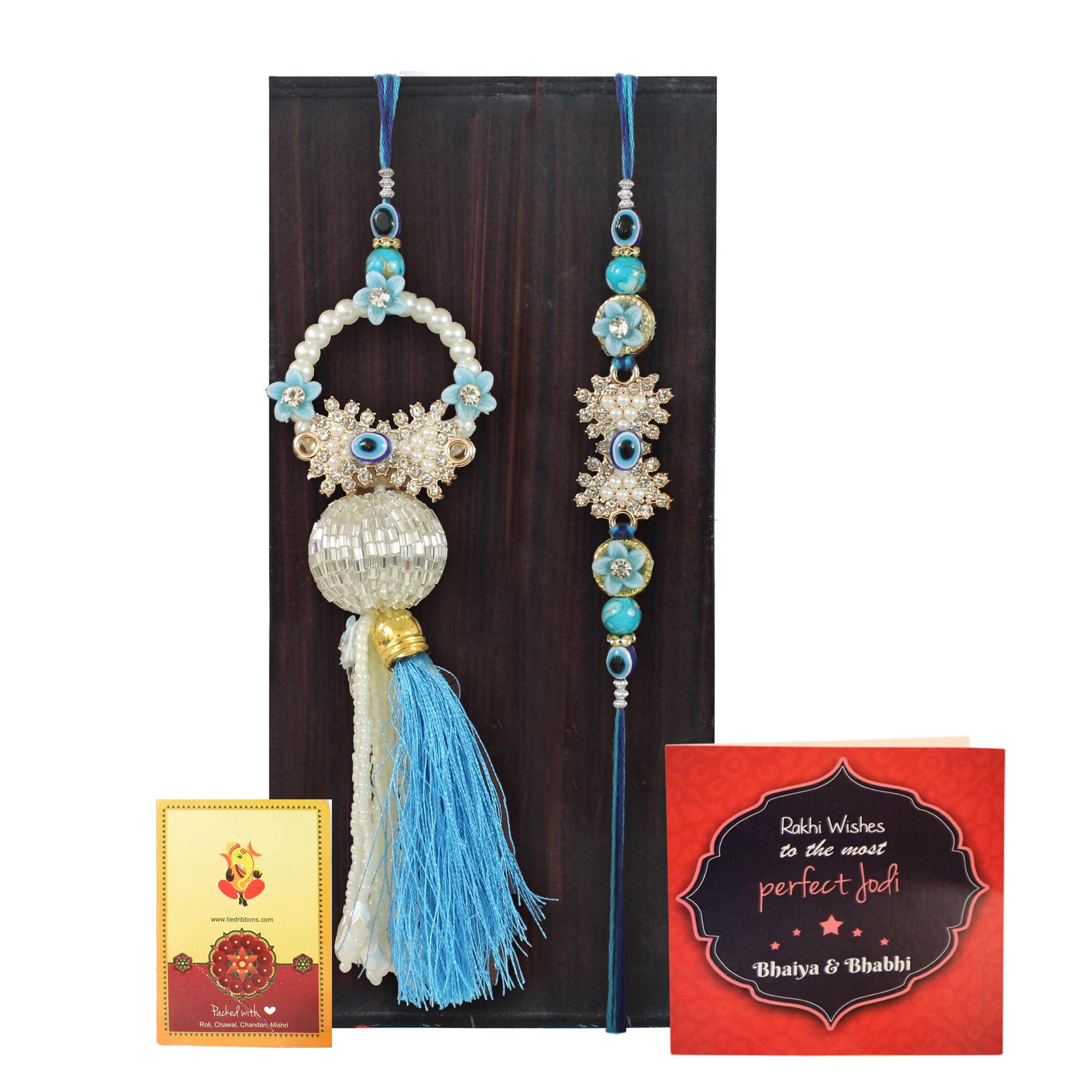 TIED RIBBONS Rakhi for Brother and Bhabhi - Evil Eye Couple Bracelet Rakhi Set of 2 with Greeting Card and Tikka Combo - Lumba Rakhi for Bhaiya Bhabhi - Rakhi for Rakshabandhan (B0D6GNDWWS) Amazon Price History, Amazon Price Tracker