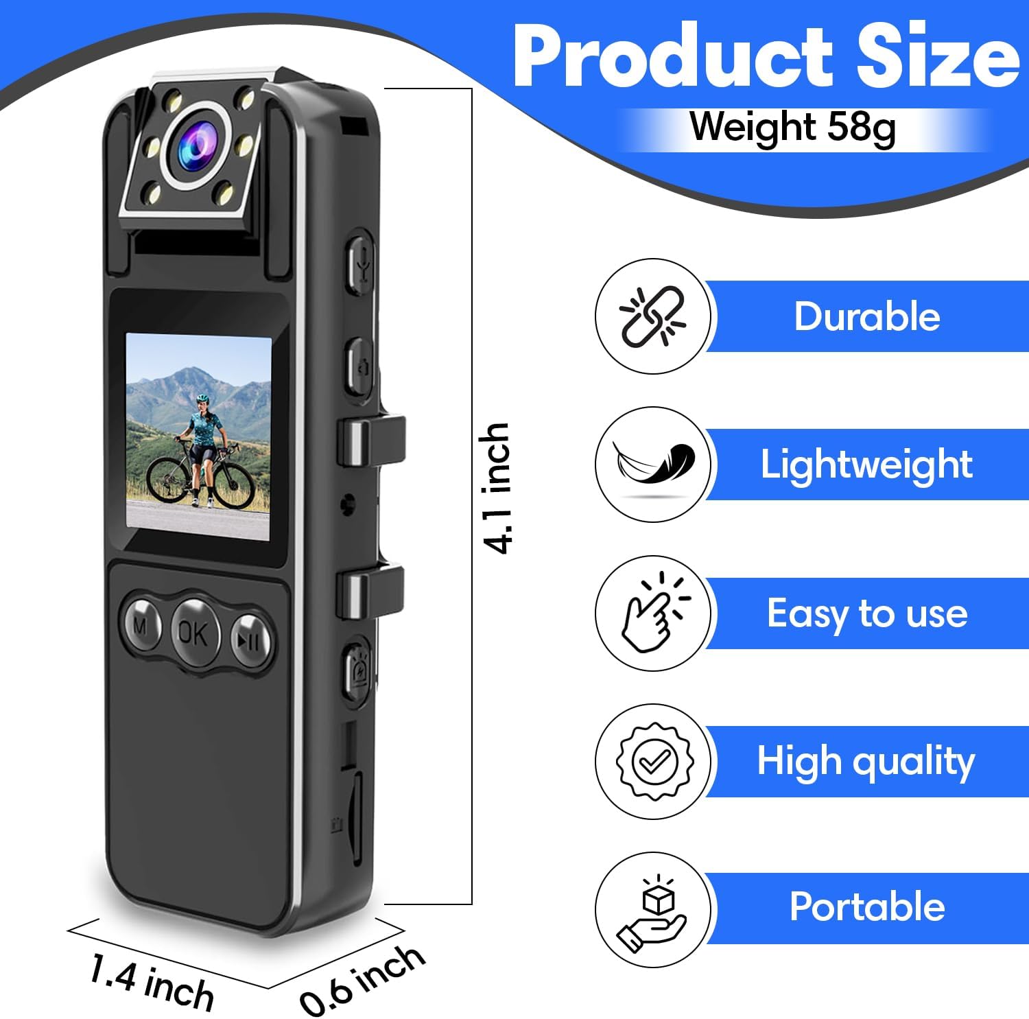 1080P Body Camera with Audio and Video Recording, 180 Rotating Lens, 6 Hr Battery, IR Cut Auto Night Vision, 64GB Memory - Perfect for Security, Personal Use, and Law Enforcement