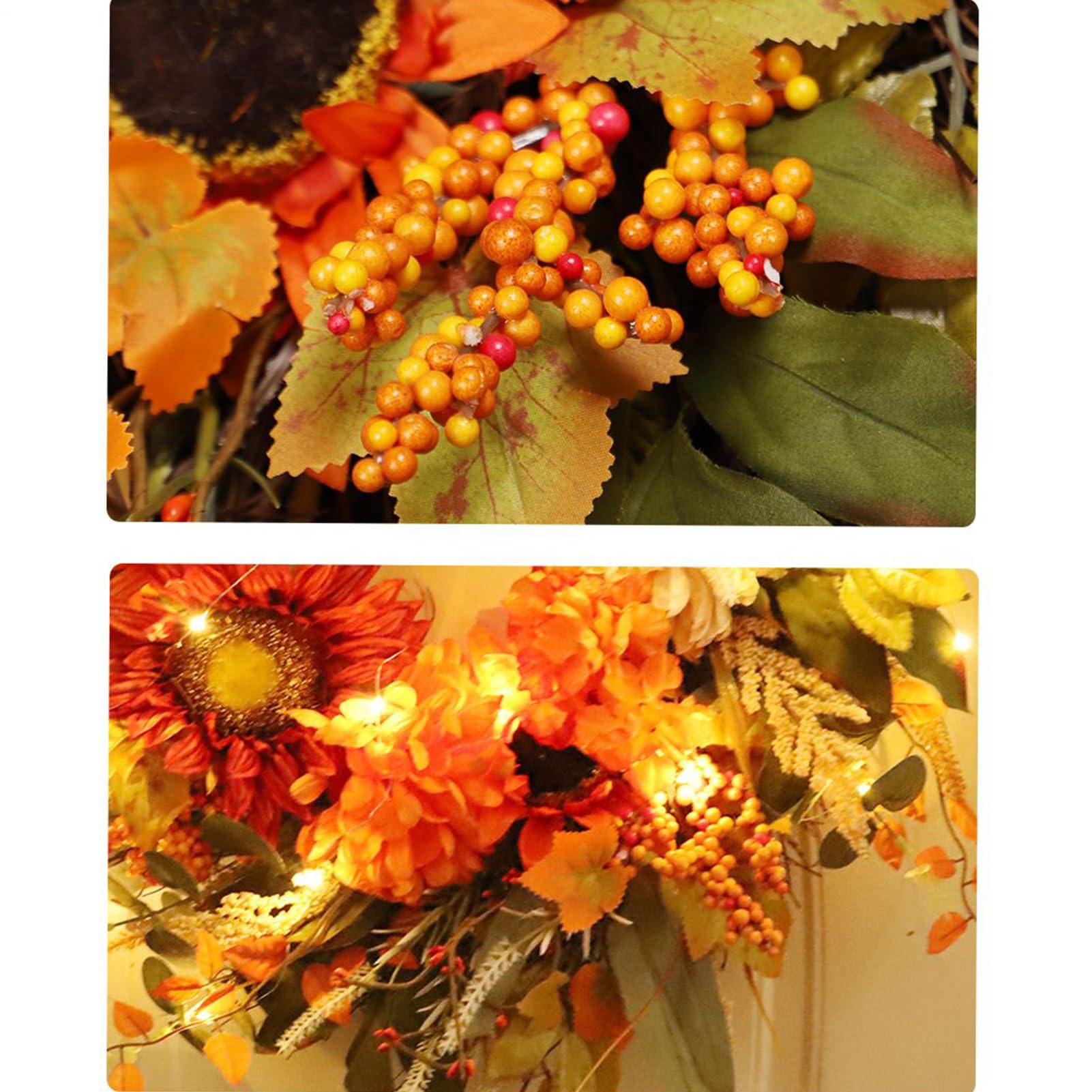 Thanksgiving Herbstkranz Sonnenblumen und Beeren Herbstkränze