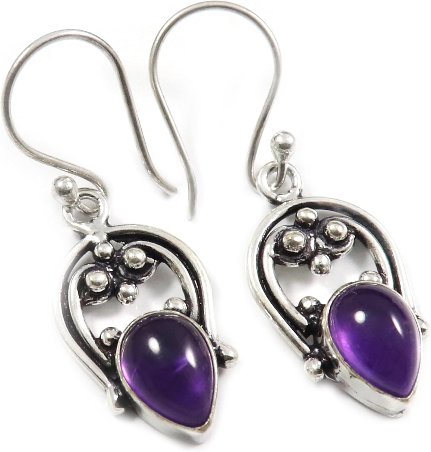 Goyal Exports Amethyst Rose Quartz Black Onyx Gemstone 925 Sterling Silver Drop Dangle Earring Handmade Jewelry SEG79