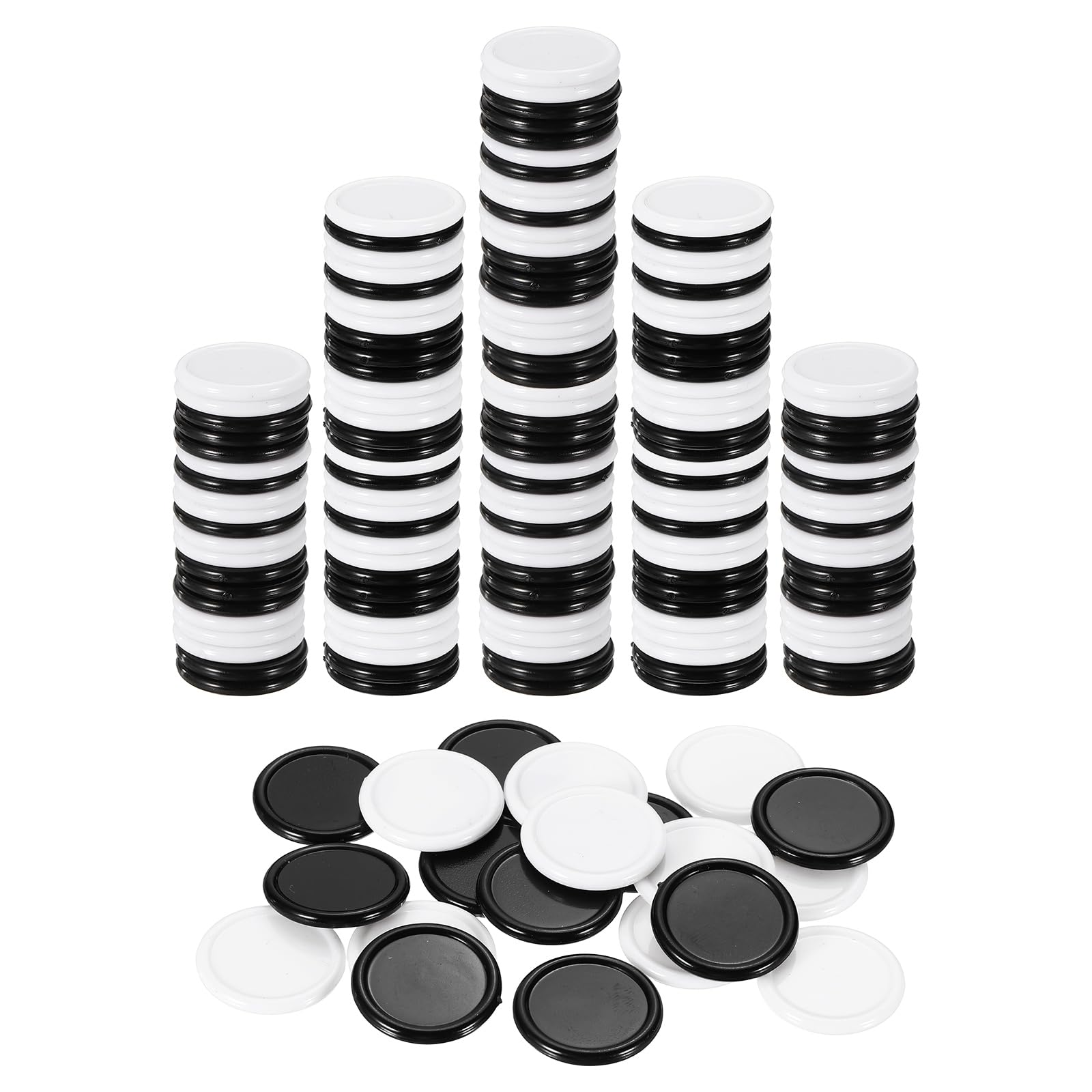 sourcing map 100Pcs 0.8 Inch Plastic Poker Chips, Mini Bingo Chips Learning Counters Counting Counters Disks Markers Opaque Game Tokens for Game Play Math Counting, Black/White — image 1