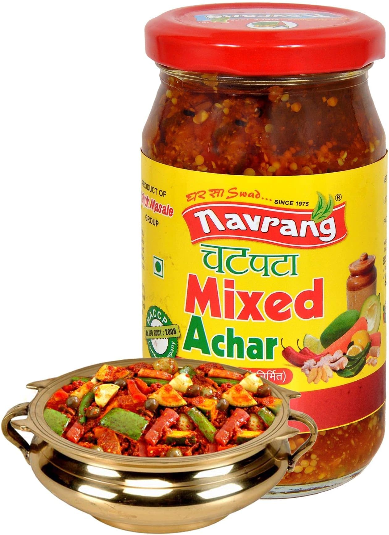 Navrang Homemade Mixed Achar 200gm Mixed Pickle Veg, Spicy, Tangy & Tasty with Indian Taste No Artificial Colours Traditional Taste and Made with Pure Mustard Oil
